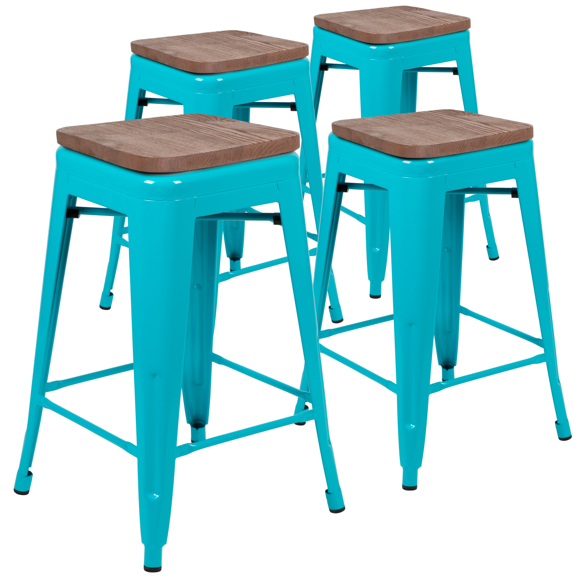 Flash Furniture, 4 Pack 24in. High Metal Indoor Counter Stool, Teal, Included (qty.) 4 Model# 4ET31320W24TLR